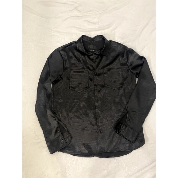 RtA Malcolm Button Up Black Embossed Crocodile Size Mens Medium - Picture 2 of 6